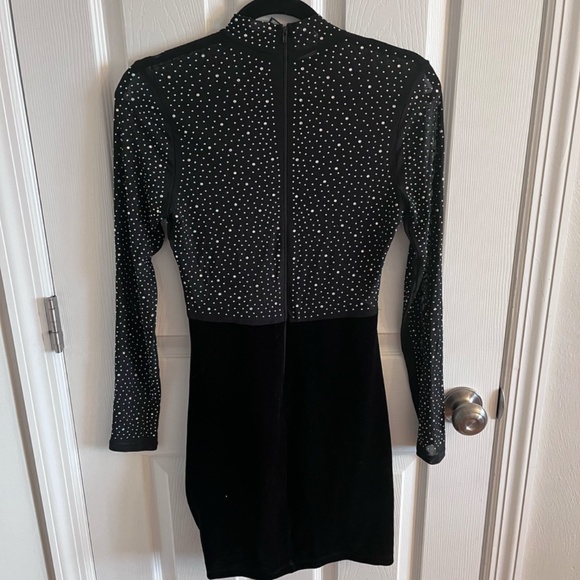 Windsor Black Mesh and Velvet Rhinestone Sparkle Size Large dress like new - Picture 6 of 9